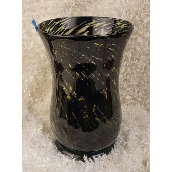 Vintage Hand Blown Green and Black Swirl Vase - Picture 6 of 16